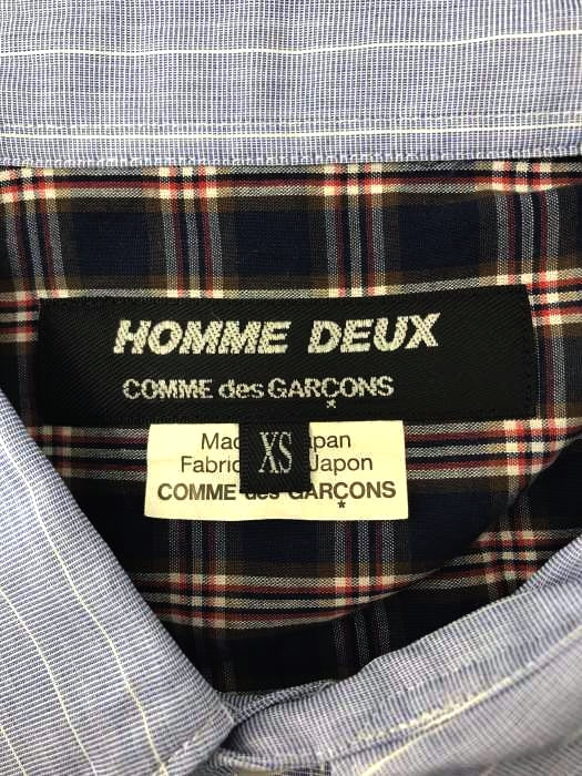 COMME des GARCONS HOMME DEUX(コムデギャルソンオムドゥ)チェック柄 ストライプ切替L/Sシャツ