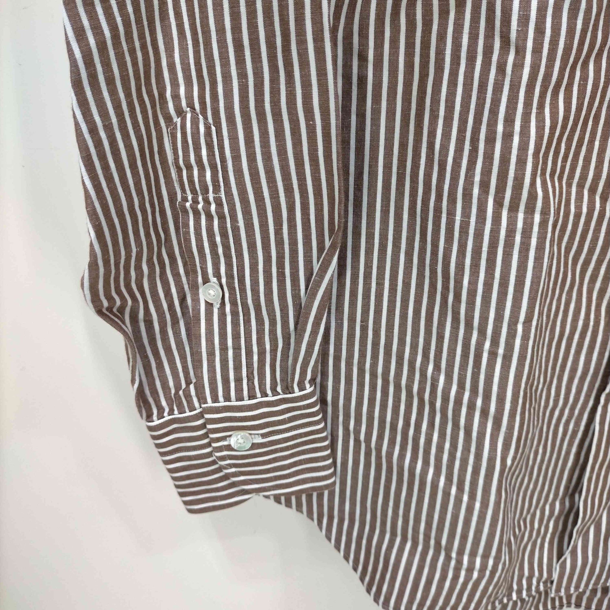 TOMORROWLAND(トゥモローランド)コットンリネン ストライプ ホリゾンタルカラーシャツ