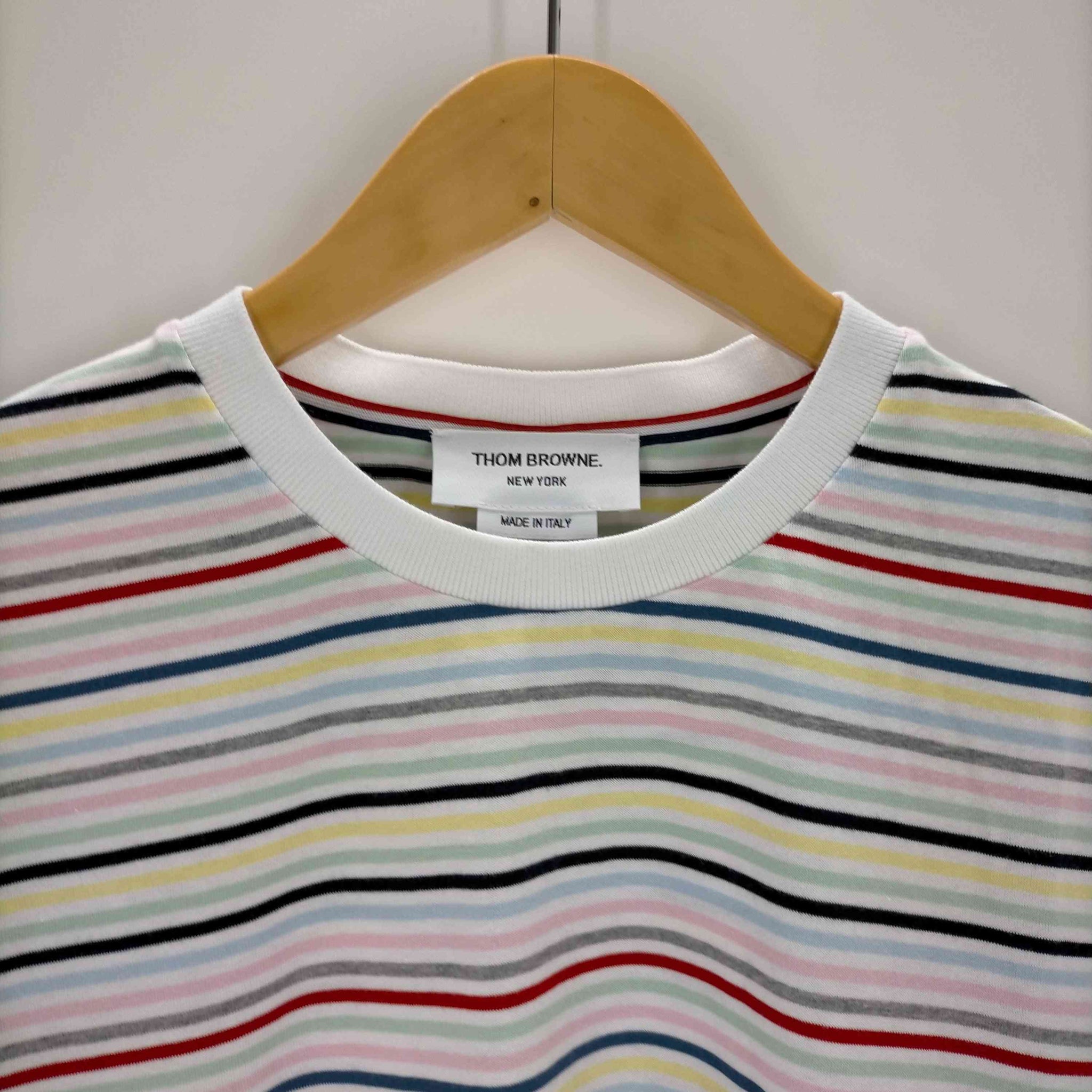 THOM BROWNE(トムブラウン)23SS イタリア製 マルチカラーボーダーTシャツ