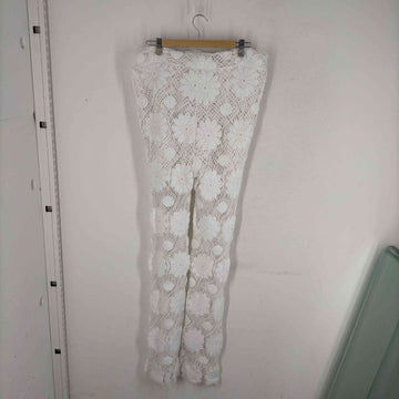 USED古着(ユーズドフルギ){{Young N Sang}} White Floral Trousers レースクロシェパンツ