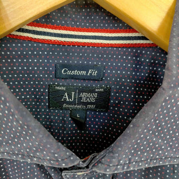 ARMANI JEANS(アルマーニジーンズ)Custom Fitロゴ刺繍 ドット レギュラーカラーシャツ