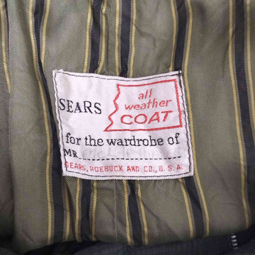 Sears(シアーズ)70-80S ALL WEATHER COAT 裏地 サテン ストライプ チェック柄 ステンカラー コート