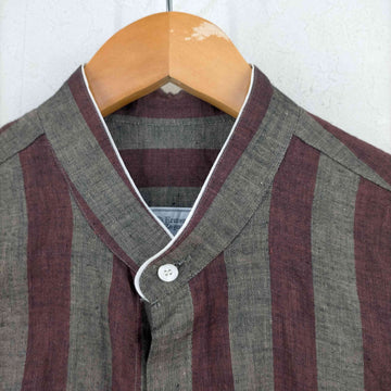ERMENEGILDO ZEGNA(エルメネジルドゼニア)リネン ストライプバンドカラーシャツ