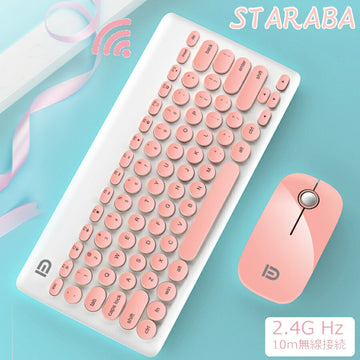 ワイヤレスキーボードマウスセットピンクかわいいキーボード英字キーボードオフィス英字配列送料無料