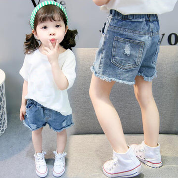 キッズ デニムパンツ 可愛い 新作 韓国子供 女の子 ダメージ ショートパンツ ファッション ジュニア 男の子 ボトムス