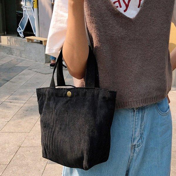トートバッグ レディース コーデュロイ ナチュラル ズック ミニバッグ 手提げバッグ お弁当バッグ 鞄 ベージュ ブラック ホワイト オフホワイト グレー ブラウン 韓国ファッション