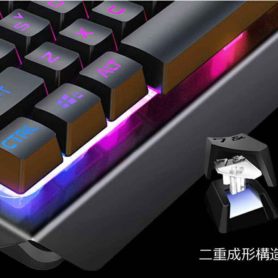 スマホスタンド 虹色ゲーミングキーボード eスポーツ USB 有線 ゲームキーボード 英語配列