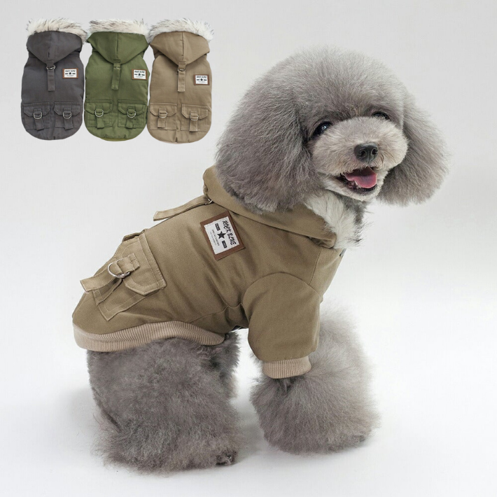 小型犬 防寒 犬 服 冬服 犬用 超あったか裏ボア モッズコート ジャケット コート あったかファー付き 3カラー