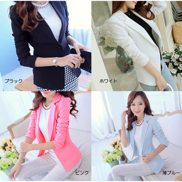 テーラードジャケット レディース アウター ロング スリム 入園式 春夏 白 青 ピンク 黒 韓国ファッション