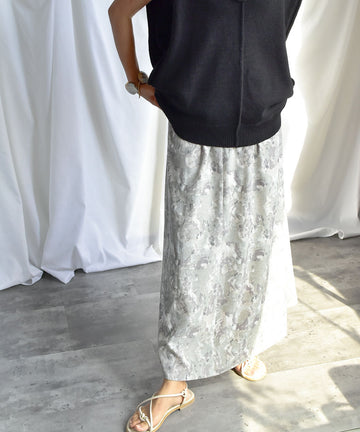 Watercolor print skirt 222043　水彩画プリントスカート　スカート　ロングスカート　マキシスカート　ボトムス　プリントスカート