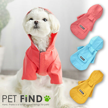 犬服 レインコート ブランド かわいい PETFiND 犬 犬の服 オールシーズン ポッケ付きレインコート リード穴 散歩 フード 防水 雨 マジックテープ