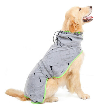 犬服 ブランド かわいい PETFiND 犬 犬の服  レインコート 反射生地 グレー アブストラクト リード穴 散歩  防水 雨 調節紐 マジックテープ おすすめ