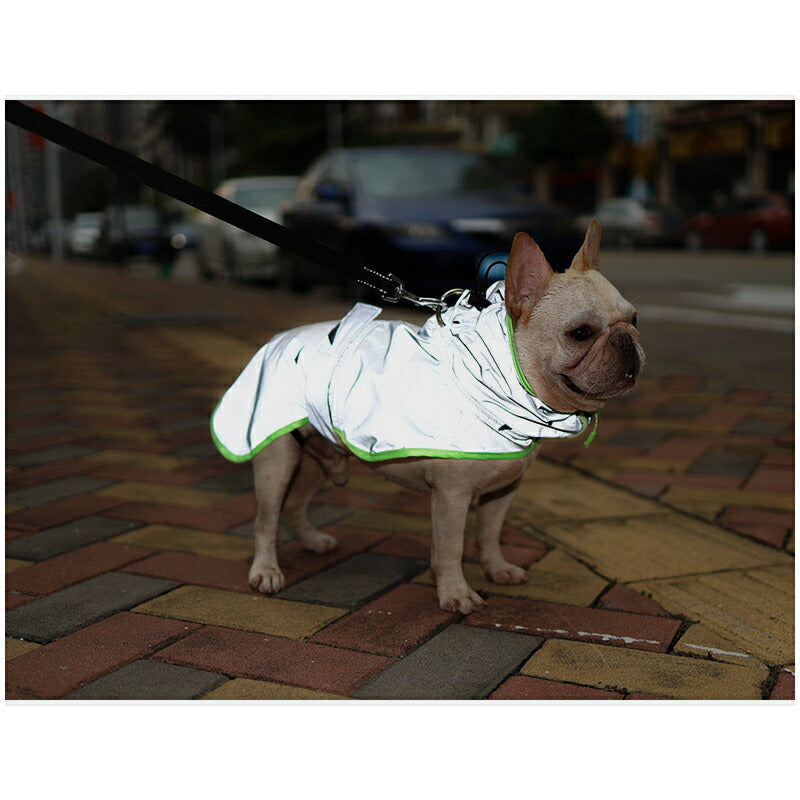 犬服 ブランド かわいい PETFiND 犬 犬の服  レインコート 反射生地 グレー アブストラクト リード穴 散歩  防水 雨 調節紐 マジックテープ おすすめ