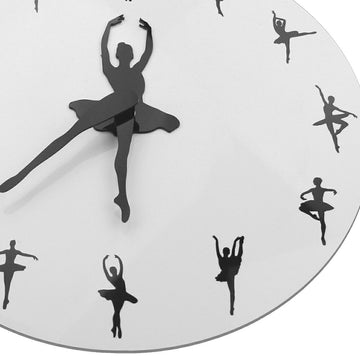 壁掛け時計バレエ掛け時計おしゃれかわいいシンプル見やすい北欧木製丸形オリジナル時計クロックウォールクロックプレゼントカチカチ音がしない仕様送料無料