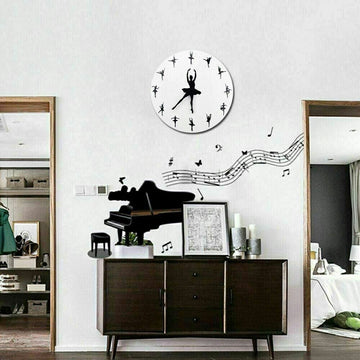 壁掛け時計バレエ掛け時計おしゃれかわいいシンプル見やすい北欧木製丸形オリジナル時計クロックウォールクロックプレゼントカチカチ音がしない仕様送料無料