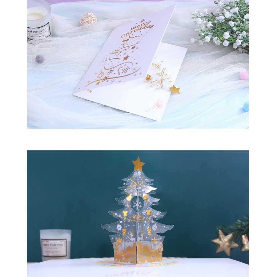 大還元クーポンメッセージカード女の子クリスマスカードグリーディングカード綺麗立体3Dクリスマスツリーメール便送料無料