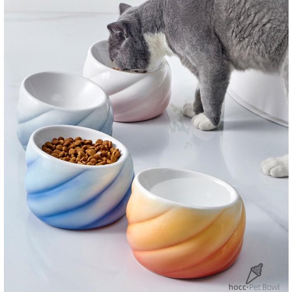 猫用 ボウル 食器 犬 猫 フードボウル 陶器製 食べやすい フードボウル 陶器 餌入れ 水入れ 手作られた陶器 美しいデザイン 洗いやすい 選べる4カラー