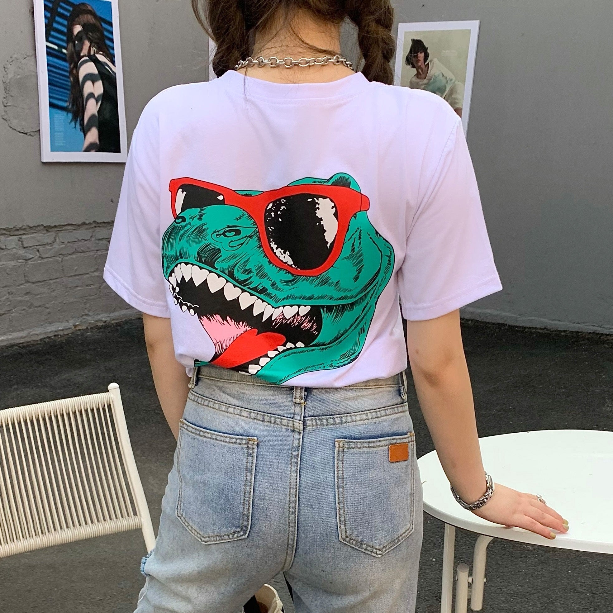 恐竜プリント半袖Tシャツカットソー 春夏 韓国ファッション