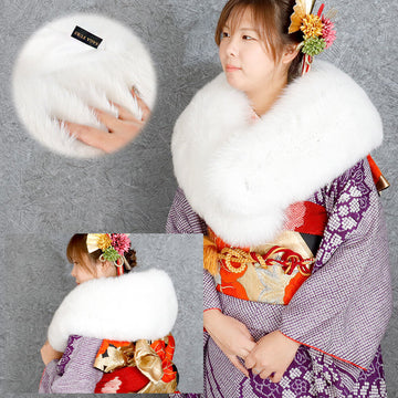 ＳＡＧＡフォックスファーショールストール羽織毛皮着物和装成人式振袖日本製レディースホワイト